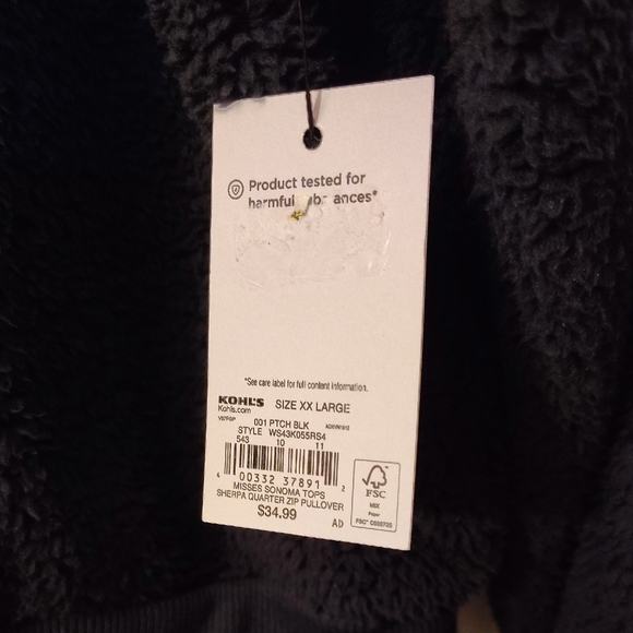 Sonoma Black Sherpa Quarter-Zip Pullover - Picture 2 of 5